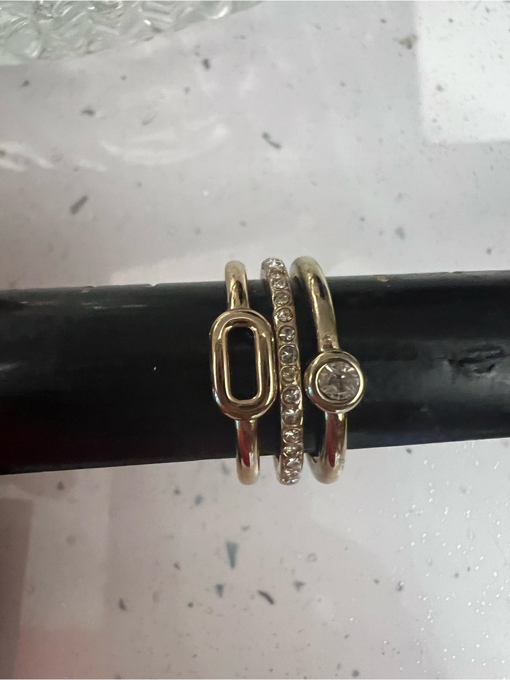 Gold-Tone Crystal Accent Stacking Rings - Set of 3